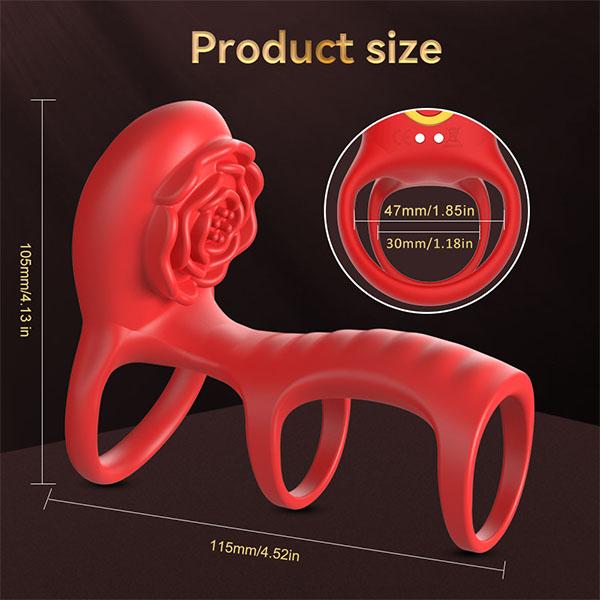 Rose Vibrating Cock Ring Adult Sex Toys with Clitoral G Spot Stimulation, Pleasure Penis Ring Vibrator Couple Sex Toys for Men Women Erection Sex