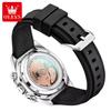 OLEVS 6713 New Automatic Mechanical Men's Watch Silicone Band Luminous Calendar Week Hollow Out 30M Waterproof Business Watches