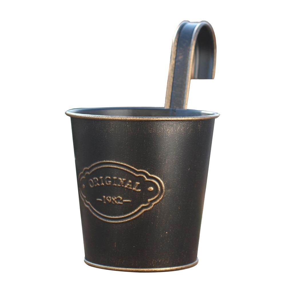 Wall Mounted Hanging Flowerpot Iron Black White Garden Flower Pot Fence Ornament Home Decoration Hanger Box Planter