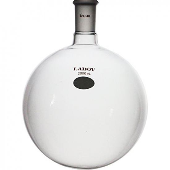 Laboy Glass 250mL Round Bottom Boiling Flask, Single Neck Heavy Wall Borosilicate with 24/40 Joint – Heating, Reaction & Receiving Flask for