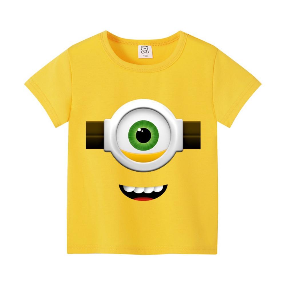 Cartoon Minion Print Summer Children s Sports T-shirt Loose and Comfortable Tops for Boys and Girls 110