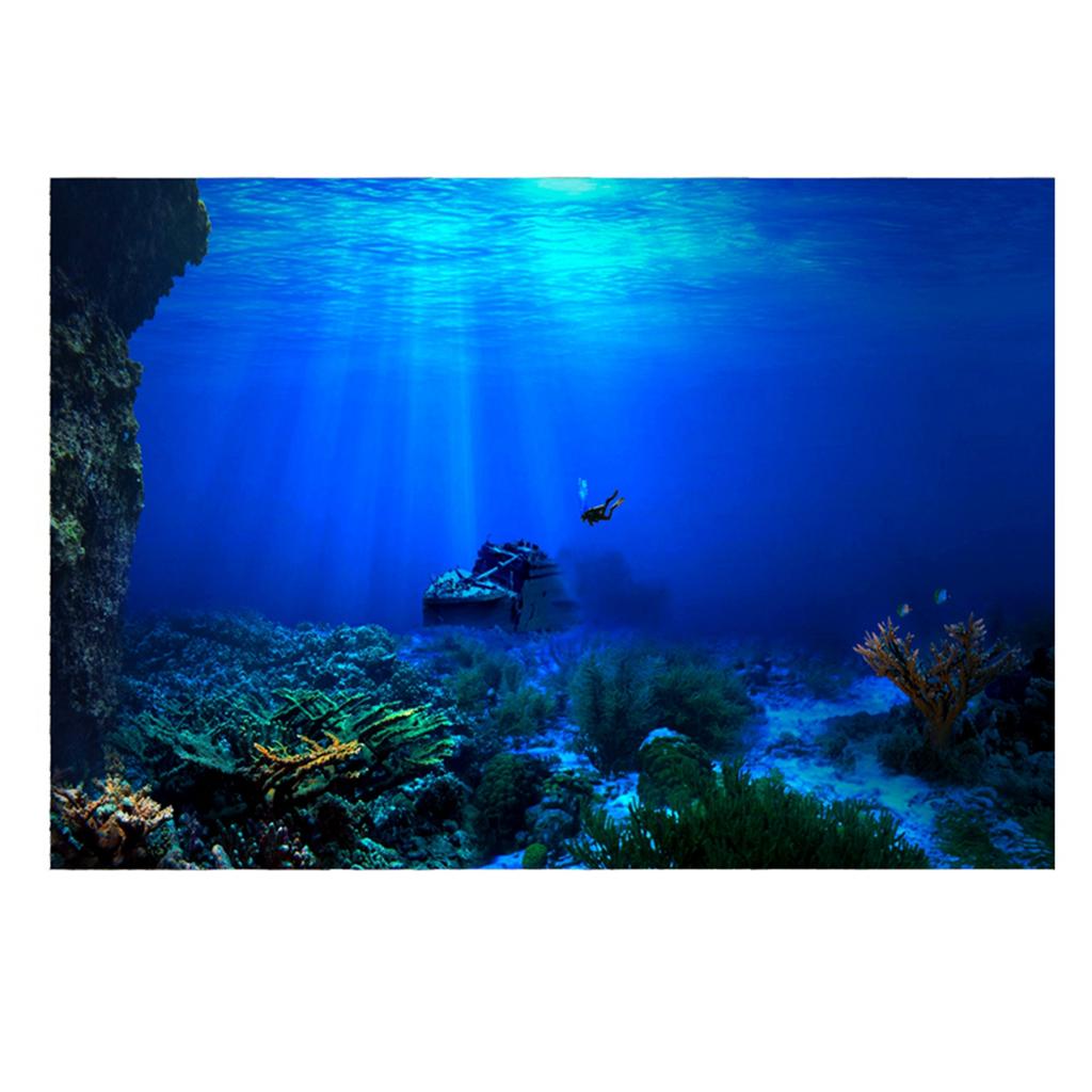 Adhesive Seaworld Background Poster for Aquarium Fish Tank Decoration 61 X 30cm