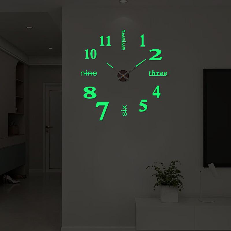 Digital Luminous DIY Acrylic Wall Clock - Punch-Free Decorative Quartz Timepiece