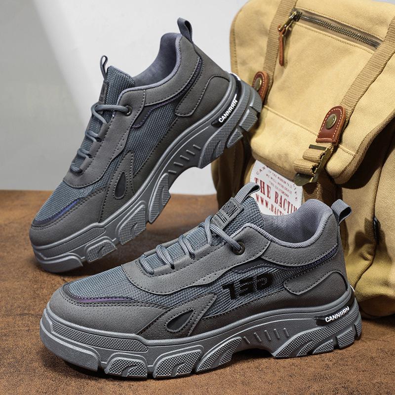 Men's Autumn Breathable Casual Work Shoes: Trendy, Thick-Soled, All-Match Sports Footwear