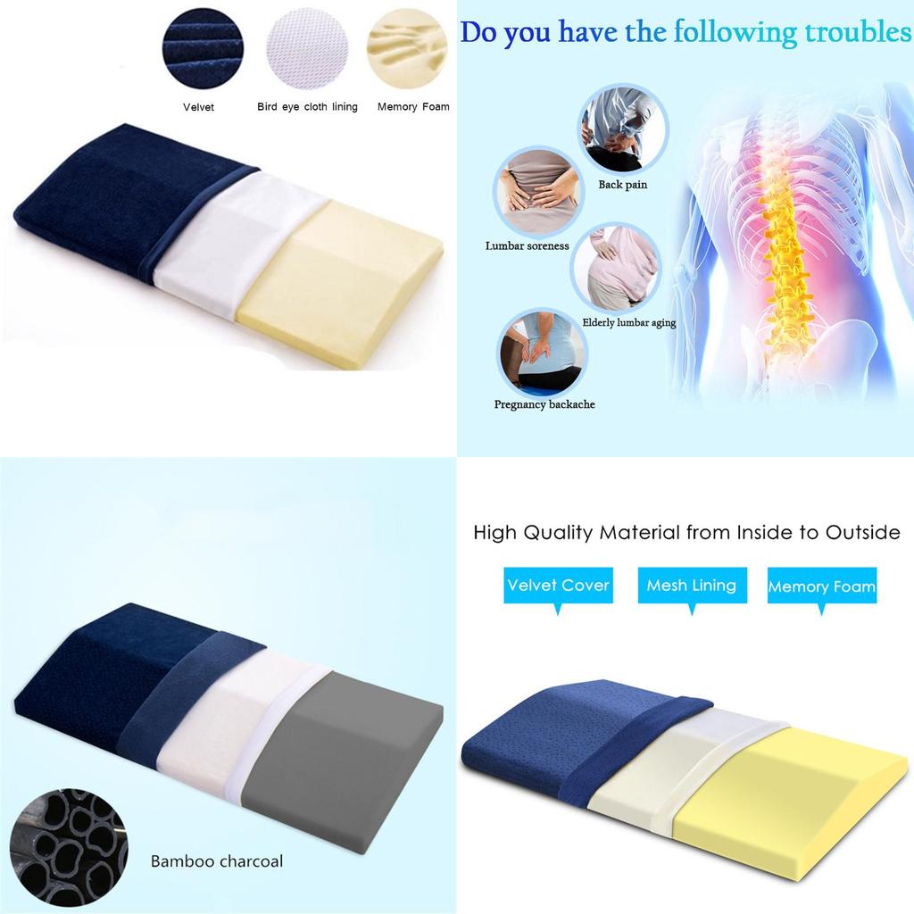 Premium Memory Foam Lumbar Support Wedge Pillow For Ultimate Back And Leg Comfort