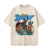 Washed Vintage Rapper Bad Bunny T-shirt Nadie Sabe Lo Que Va A Pasar Manana Skeleton Graphic T Shirts Men Fashion Hip Hop Tshirt