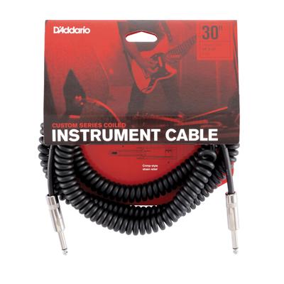 Custom Series Coiled Instrument Cable D'Addario (9.1m S-S) PW-CDG-30BK