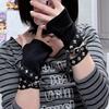 Punk Studded Half-Finger Gloves - Dark Lolita Harajuku Y2K Music Festival & Street Dance Style