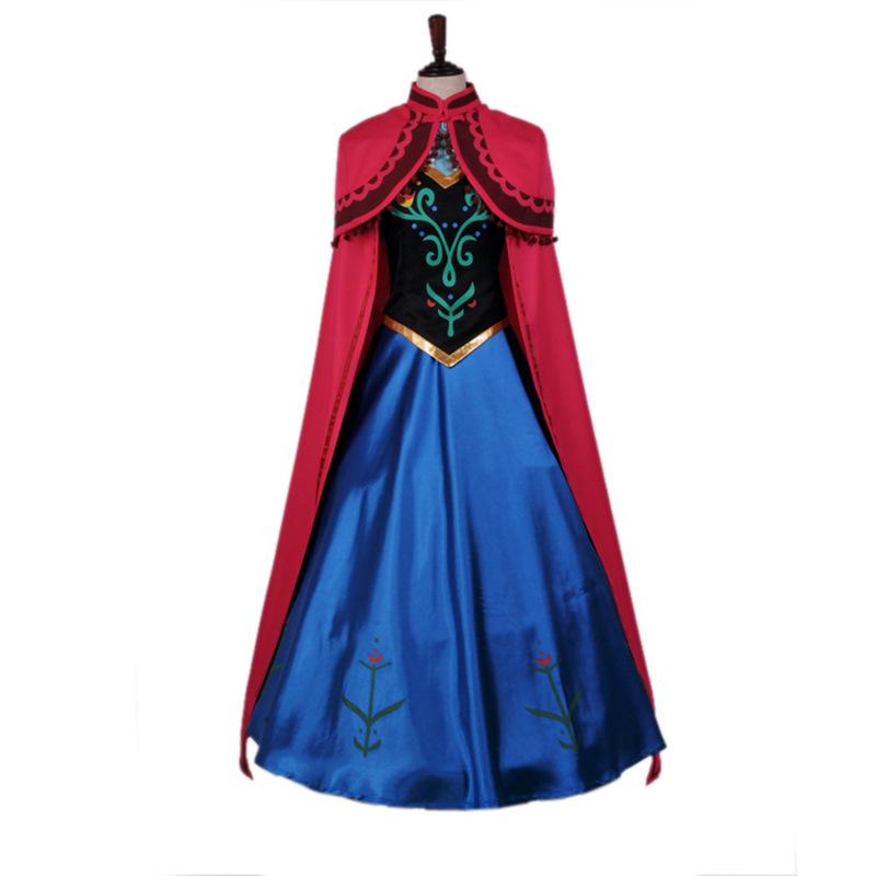 Adult Anna Dress With Cloak Womens Party Cosplay Halloween Stage Frozen Costume