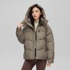 Women's Autumn and Winter Coat Solid Color Stand Collar Hooded Loose Short Thickened Windproof Women's Jacket