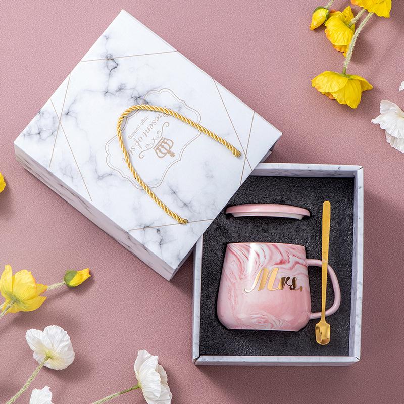 Souvenir Ceramic Couple Cup Set: Perfect for Weddings, Full Moons, Openings, or Business Gifts, with Custom Logo Printing Available.