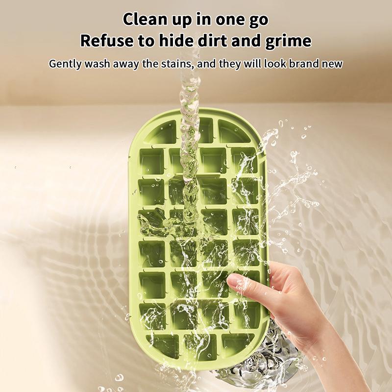 Eiswürfelform mit Deckel & Behälter - 60 Stück Eiswürfel für Gefrierschrank(30 pro Schicht) Ein-Knopf-Design Leicht zu lösen Perfekt für Kaffee