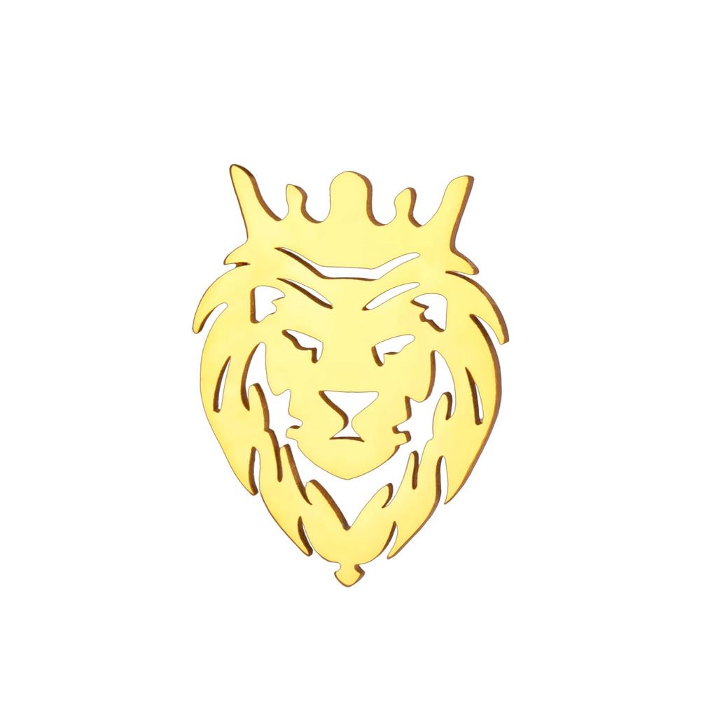Dreamtime Lion With King Crown Brooch pins for Men Punk Animal Stainless Steel Brooch pins Tie Buckle Fashion Jewelry Punk Rock