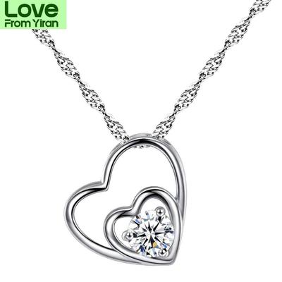 Heart Pendant Necklace Fashion Women Double Chain Jewelry Pendent Long Snake Chain Necklace Jewelry For Lady Girls Accessories