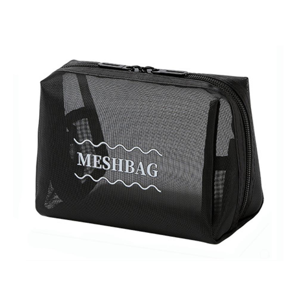 New Mesh Cosmetic Bag Translucent Large Capacity Travel Storage Bag Zipper Lightweight Toiletry Bag