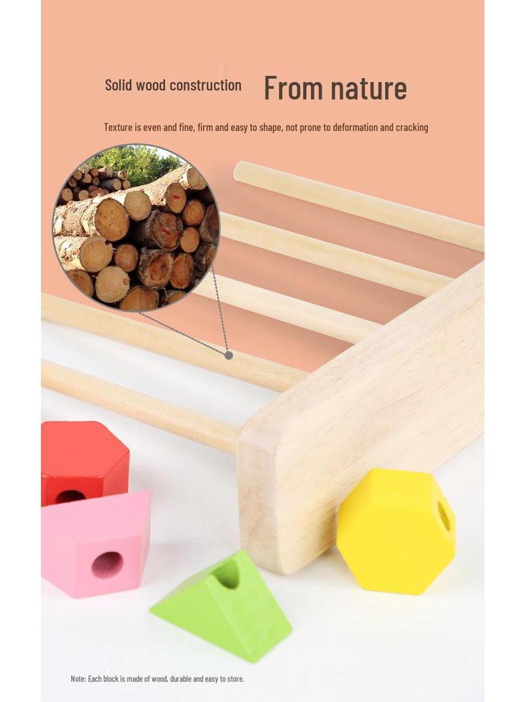 Wooden Toddler Beading Toy with Colorful Stacking Blocks