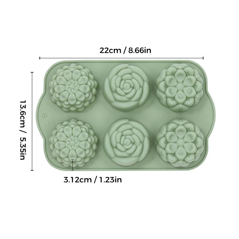 6 Holes Rose Flower Handmade Soap Candle Silicone Mold Heart Shape DIY Cake Chocolate Baking Tools Ice Cube Making Mould