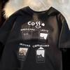 Cartoon Cute Cat and Dog Pattern Fun WomanT-Shirt Street Comfortable Soft Tops Creative Fashion Women's T-Shirt Clothing