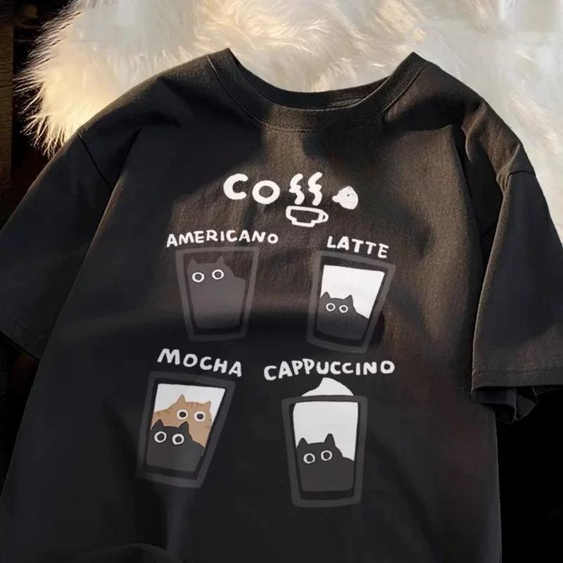 Cartoon Cute Cat and Dog Pattern Fun WomanT-Shirt Street Comfortable Soft Tops Creative Fashion Women's T-Shirt Clothing