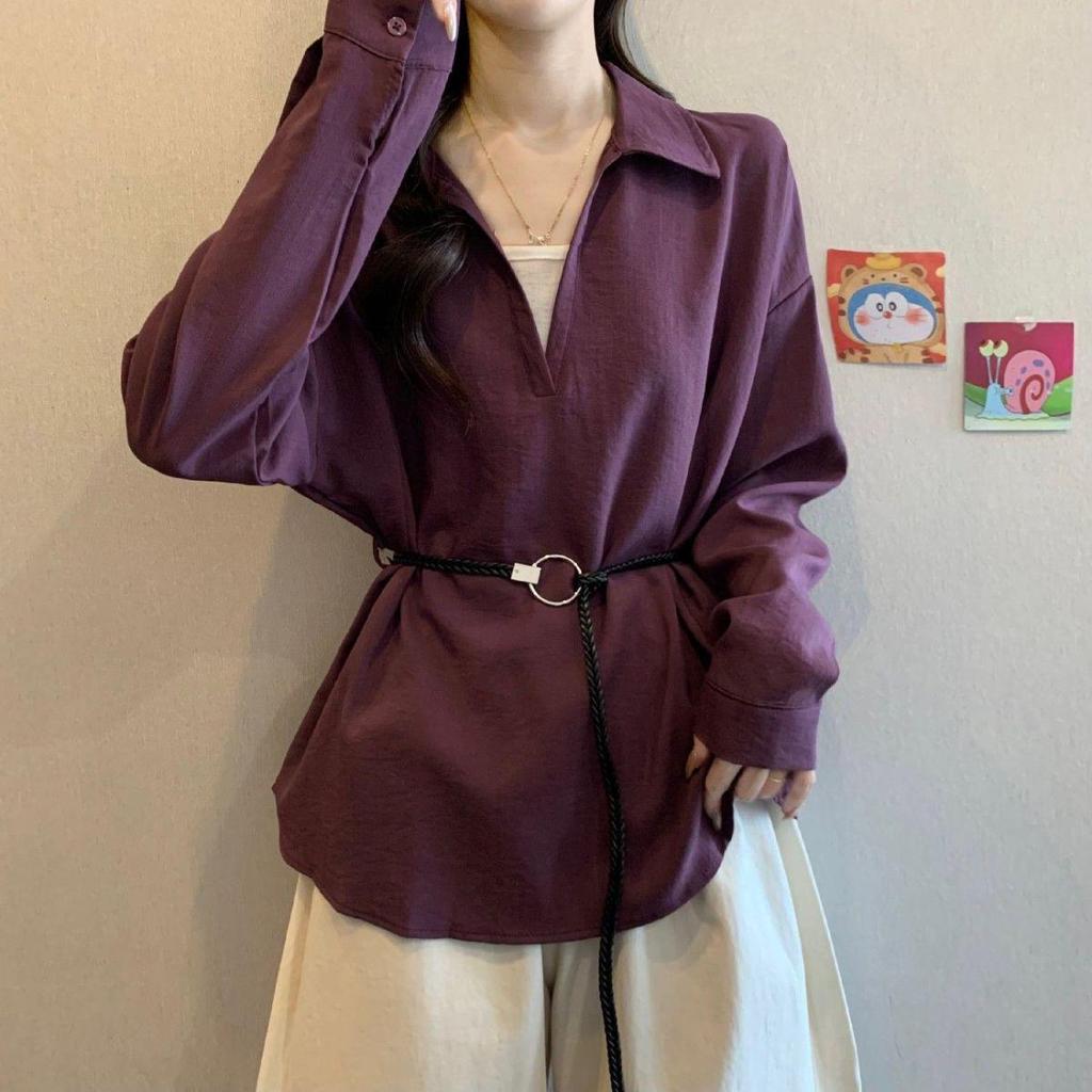 Top Holgado de Dos Piezas con Escote en V para Mujer Tallas Grandes - Diseño Adelgazante de Otoño