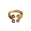 Ancient Sand-Inlaid Golden Cudgel Ring: Unique Open Design, Creative Chinese Trend, Versatile Statement Piece