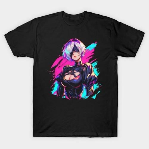 2b Nier Automata Waifu Shirt Anime Nier Automata Waifu Senpai Black T Shirt V14 S
