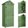 Small Shed, Tall Slim Wooden Garden Shed with 3 Removable Shelves and Roof Hatch