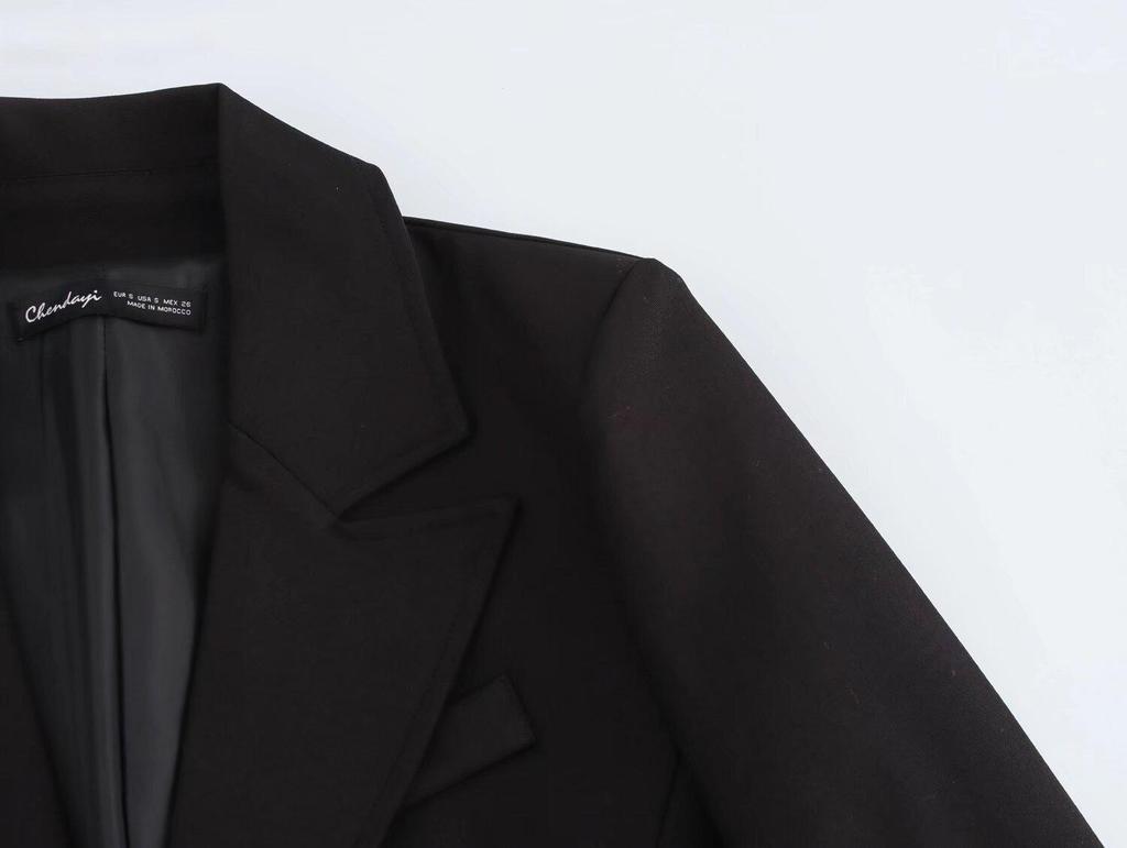 2024 Winter Women's European & American Style Slim Fit Padded Shoulder Suit Jacket