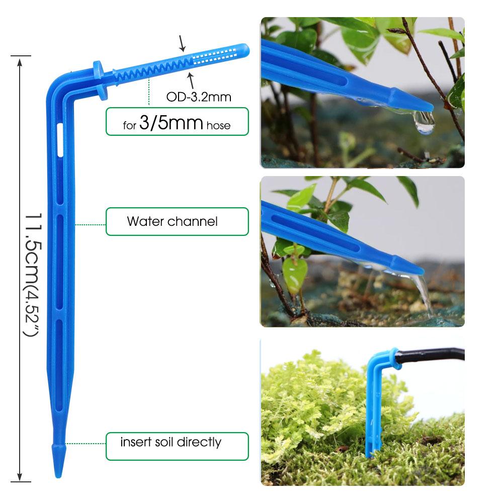 30-200pcs Garden 3/5mm Hose Bend Arrow 1/8'' Blue Drip Emitter Dripper Water Saving Sprinkler for Greenhouse Bonsai Micro Irrigation