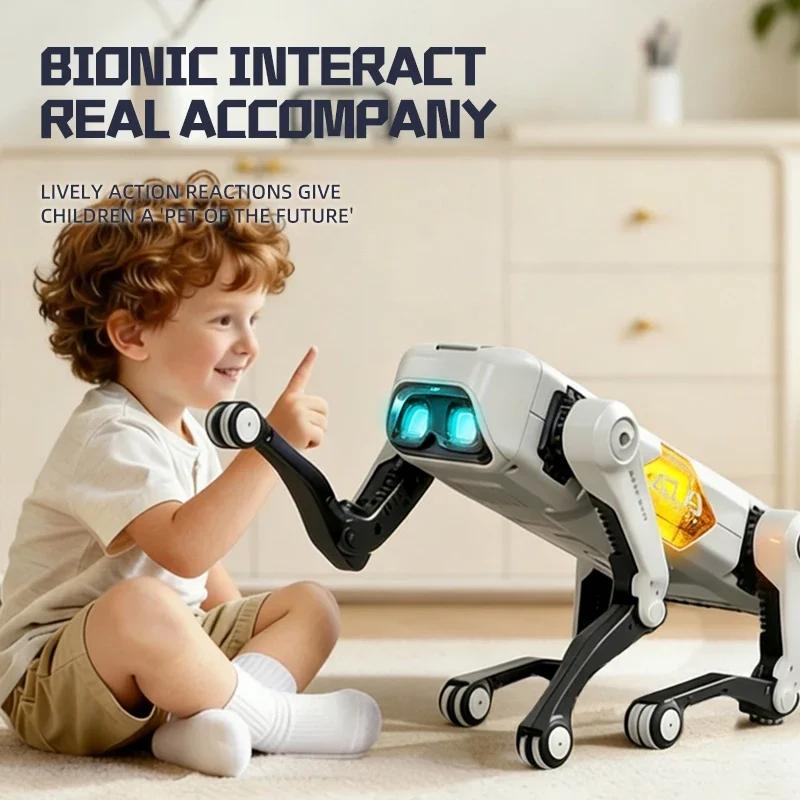 AI Smart Robotic Dog ATLAS Remote Control Voice APP Control Bionic Interactive Robot Dog Toy with Sing Dance Light for Kids Gift