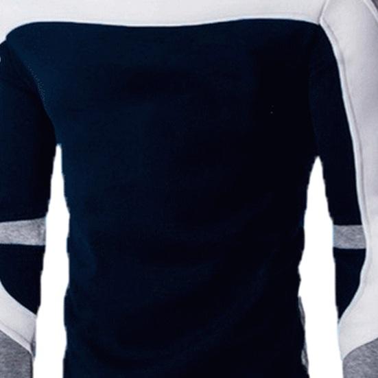 Pánská mikina Podzim Jarní mikina Barevně ladící s kulatým výstřihem Dlouhý rukáv Patchwork Pružný měkký pulovr Slim Fit Muži Střední délka Top