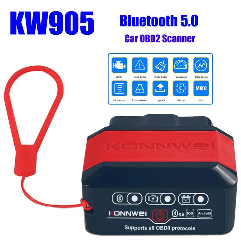 Kw905 Elm327 V1.5 Obd2 Scanners Bluetooth 5.0 For Android/Ios Elm 327 Obd 2 Car Diagnostic Tool Code Reader