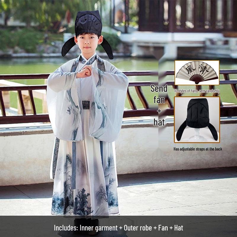 Costume Hanfu Dinastia Song per Bambini - Abito da Esibizione per Bambini Studente/Poeta