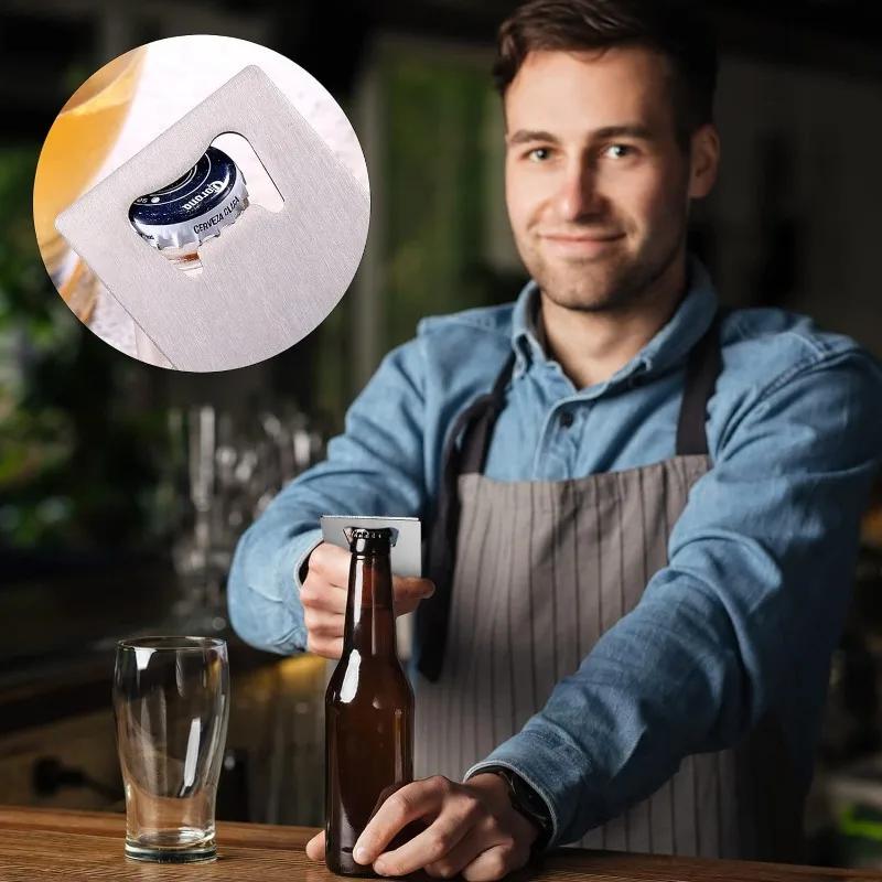 Bottle Opener Stainless Steel Beer Bottle Opener for Wallet and Pocket Can Be Carved for Restaurants/bars DIY Wedding Favor Gift