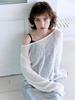 FABRICSEOUL Ribbon Cotton Tail Boat Neck Knitwear_White
