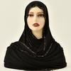 Rhinestone Modal Cotton Jersey Hijab Scarf For Women Stretch Shawl Plain Muslim Headband Fashion Solid Color Long Muffler