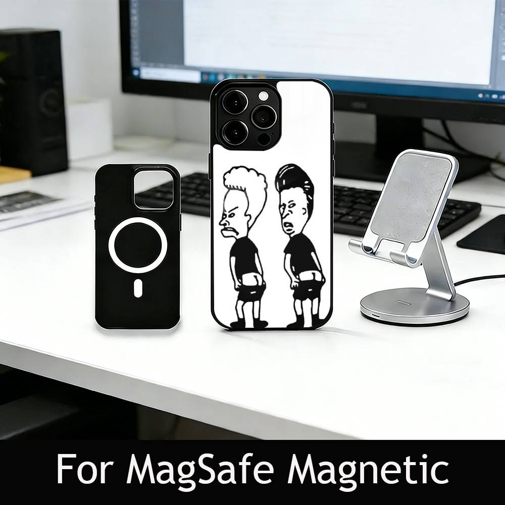 Beavis & B-Head Phone Case For iPhone17,16,15,14,13,12,11 Plus,Pro Magnetic For Magsafe Wireless Charging