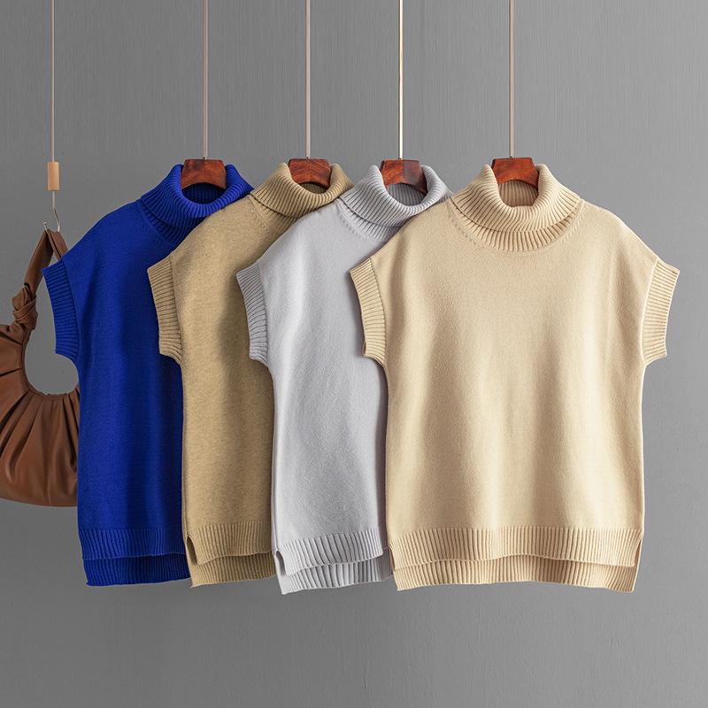2024 Autumn/Winter Women's High Neck Sleeveless Knit Vest Top
