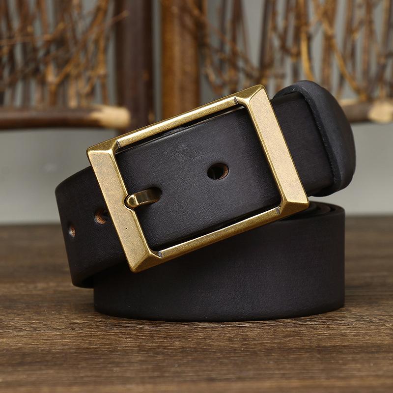 Belt Men's Retro Matte Top-Grain Leather Pin Buckle Genuine Leather Fashion All-Match Casual Jeans Belt Young People