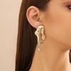 Design Sense Lava Geometric Stud Earrings Women's Liquid Metal Feng Shui Drop Earrings Simple Earrings Jewelry