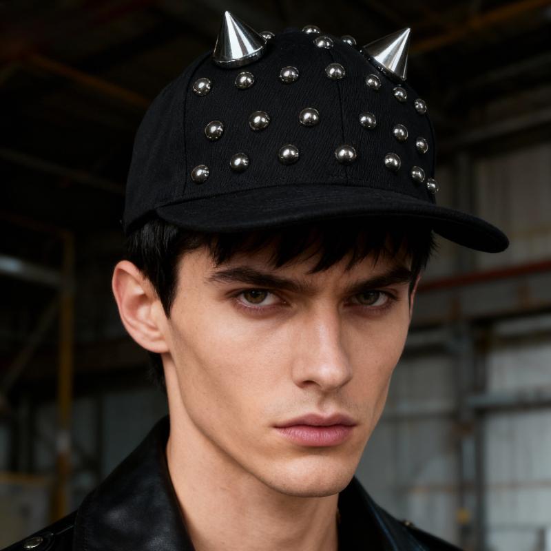 1pc Y2K Style Adjustable Snapback Baseball Cap with Metallic Rivet,fashion Breathable Unisex All-Season Casual Cap for Men,Women