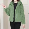 Women's Faux Lambswool Hooded Cardigan: Stylish Loose-Fit Autumn/Winter Pajama Jacket