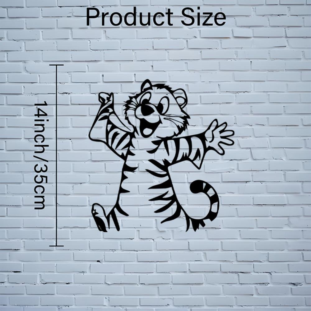 

Cartoon Tiger Face Metal Wall Art, 2D Flat Black Iron Sign for Indoor Outdoor Playroom New Year Gift, Cute Farmhouse Hanging Decor 25inch/65cm