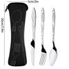 Portable Stainless Steel Steak Cutlery Set with Cloth Bag Flatware Sets Knife Fork and Spoon