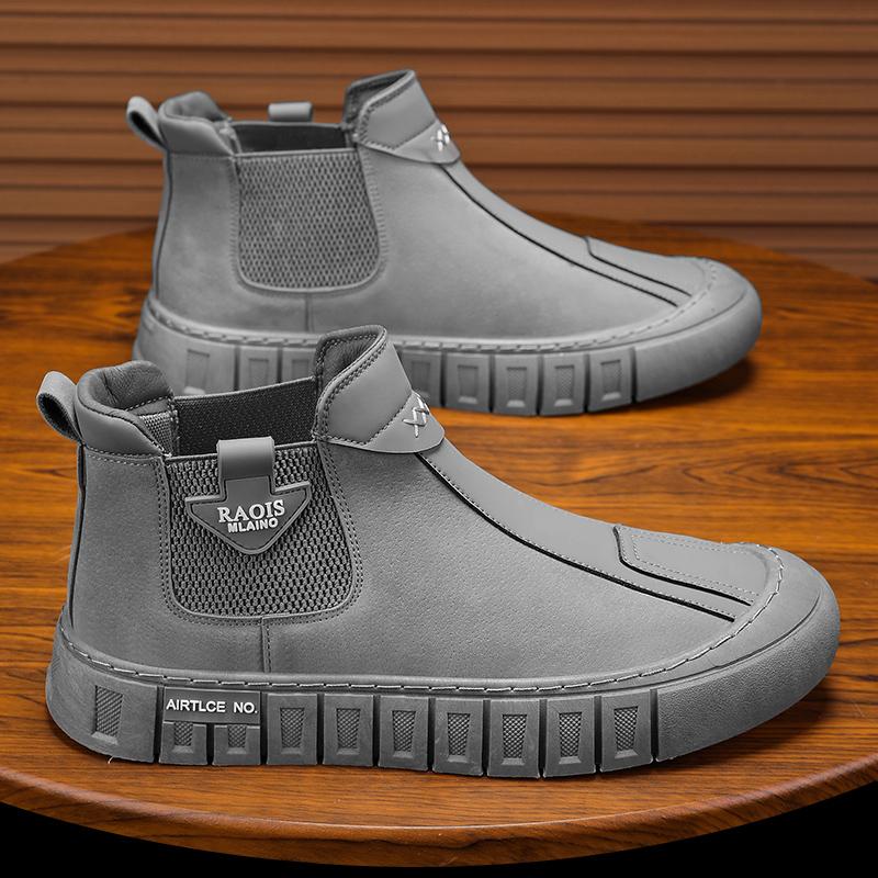 Fashion Chelsea Boot for Men Comfort Autumn Loafers High Top Work Shoes Man Leather Casual Boots Slip-on Platform Ankle Boot Men
