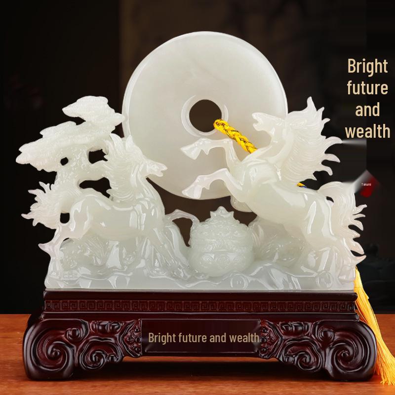Jade Horse Figurine: Auspicious Zodiac Ornament for Wealth and Peace