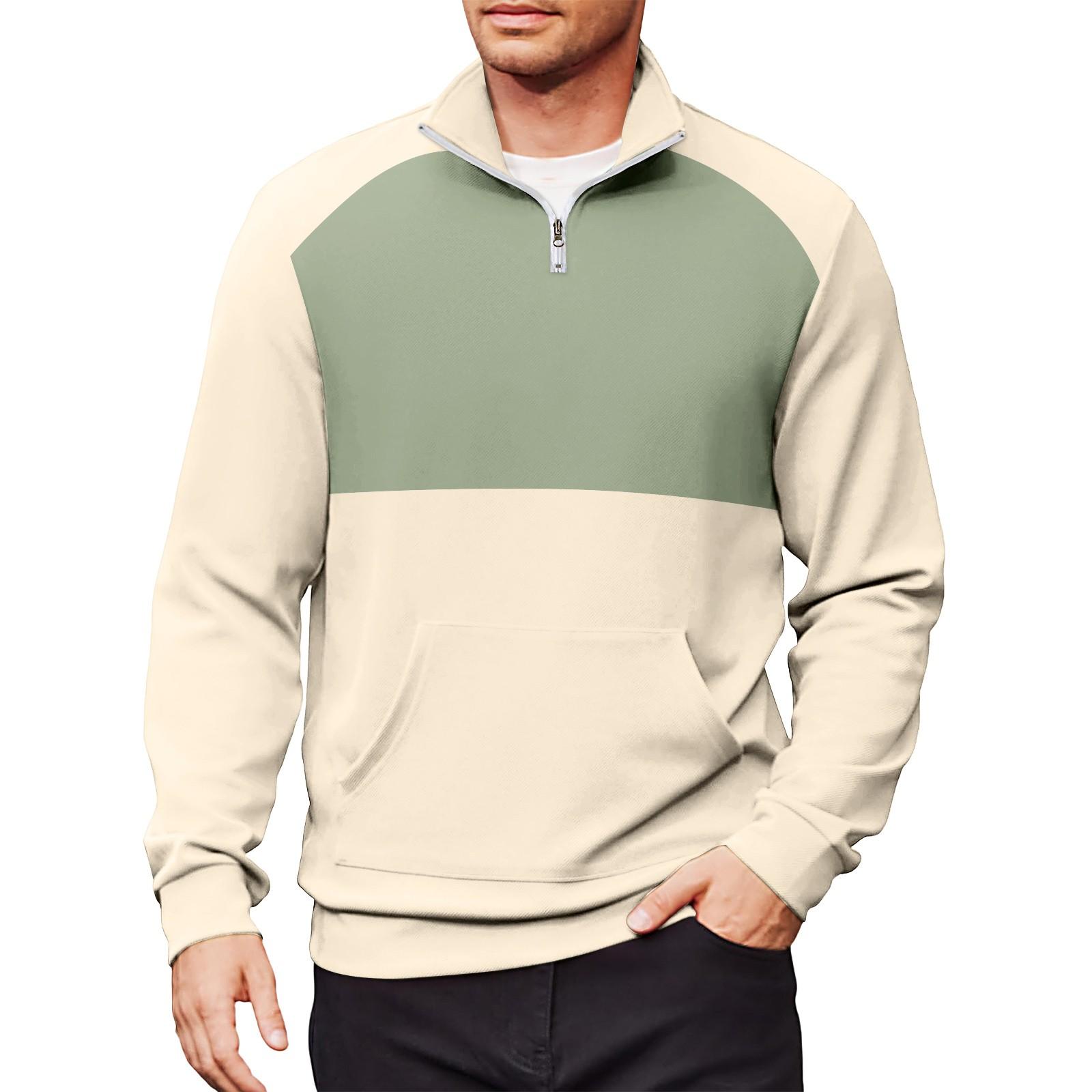 

Мужской повседневный свитшот с длинными рукавами, воротником на молнии до четверти. L бежевый