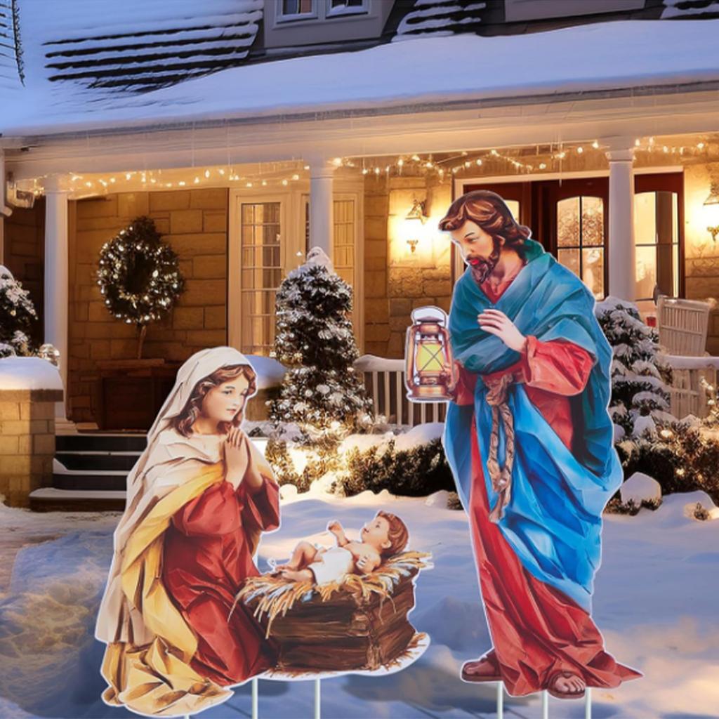 Nativity Yard Stakes Christmas Garden Stakes Acrylic Flat Ornaments for Outdoor Garden Yard