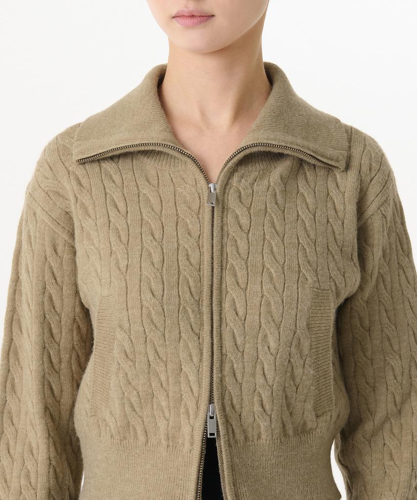MUSINSA STANDARD WOMAN Women'S Cable Knit Zip-Up [Beige]