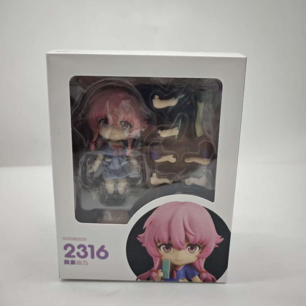 Anime Nendoroid Yuno Gasai 2316 Future Diary Chibi Action Figures Model Toys With Swappable Face Desktop Ornament Statues Gifts